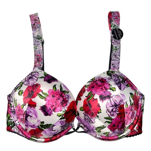 Victoria’s Secret Shine Strap White Glam Floral Bombshell Bra Size 32A